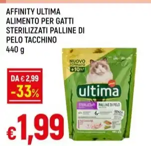 Galassia AFFINITY ULTIMA ALIMENTO PER GATTI STERILIZZATI PALLINE DI PELO TACCHINO 440 g offerta
