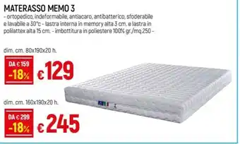Galassia MATERASSO MEMO 3 offerta