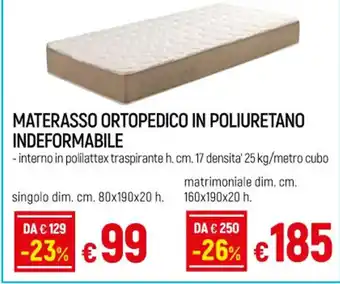 Galassia MATERASSO ORTOPEDICO IN POLIURETANO INDEFORMABILE offerta