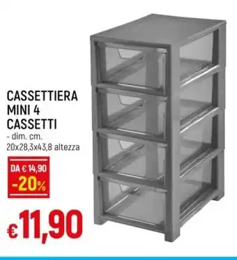 CASSETTIERA MINI 4 CASSETTI - cm. 20x28,3x43,8