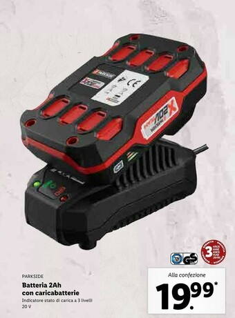 Lidl Parkside Batteria 2Ah Con Caricabatterie offerta