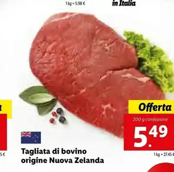 Lidl Tagliata Di Bovino Origine Nuova Zelanda 200 G offerta