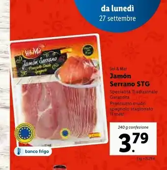 Sol & mar Jamón Serrano Stg Specialità Tradizionale Garantita Prosciutto Crudo Spagnolo Stagionato 11 Mesi