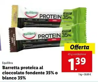 Lidl Equilibra Barretta Proteica Al Cioccolato Fondente 35% offerta