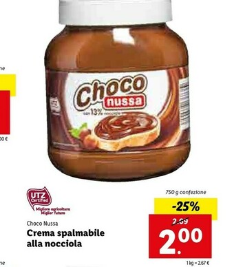 Lidl Choco Nussa Crema Spalmabile Alla Nocciola offerta