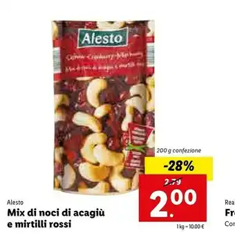 Lidl Alesto Mix Di Noci Di Acagiù E Mirtilli Rossi offerta
