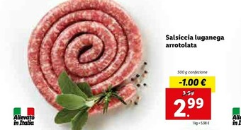 Lidl Salsiccia Luganega Arrotolata offerta