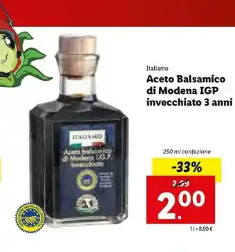 Lidl Italiamo Aceto Balsamico Di Modena I.G.P. Invecchiato 250 G(ml) offerta