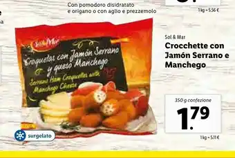 Lidl Sol & mar Crocchette Con Jamón Serrano E Manchego 350 G offerta