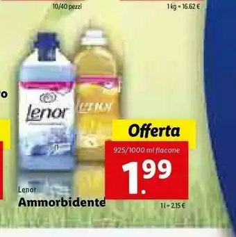 Lidl Lenor Ammorbidente 1000 Ml offerta