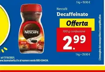 Lidl Nescafé Decaffeinato offerta