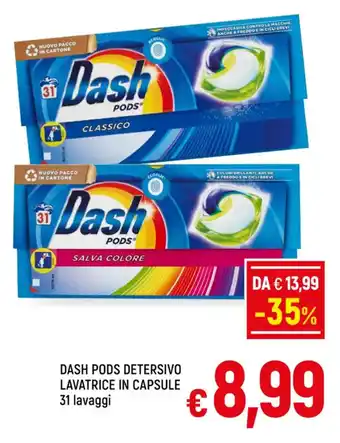 A&O DASH PODS DETERSIVO LAVATRICE IN CAPSULE 31 lavaggi offerta