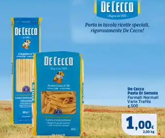Sigma De Cecco Pasta DI Semola Formati Normali Varie Trafile g.500 offerta
