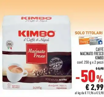 Conad Kimbo Caffe Macinato offerta