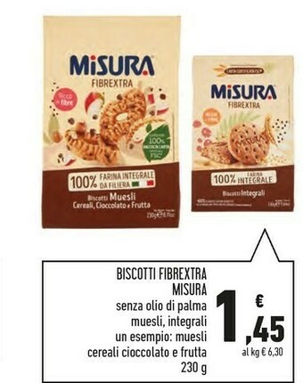Conad Superstore Misura Biscotti Muesli Cereali, Frutta E Cioccolato Fibre Extra 230 G(ml) offerta