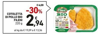 Conad Fileni Cotolette Di Petto Di Pollo Bio 220 G(ml) offerta