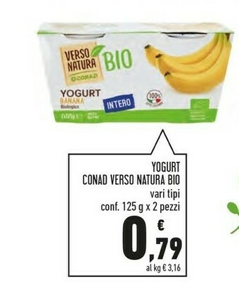 Conad Conad - Yogurt Intero Cremoso Biologico Banana Verso Natura 250 G(ml) offerta