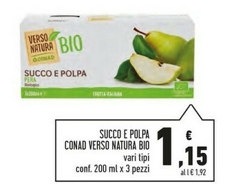 Conad Conad - Succo E Polpa Pera Biologico Verso Natura 600 G(ml) offerta