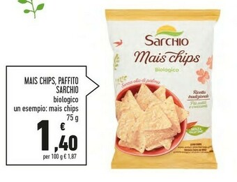 Conad Sarchio Mais Chips Prodotto Biologico 75 G(ml) offerta