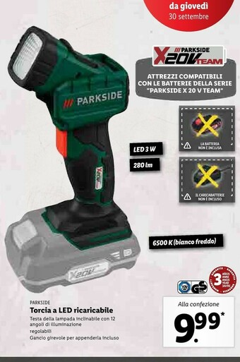 Lidl Parkside Torcia A Led Ricaricabile offerta