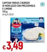Galassia CAPITAN FINDUS 2 BURGER DI MERLUZZO CON PREZZEMOLO E LIMONE offerta