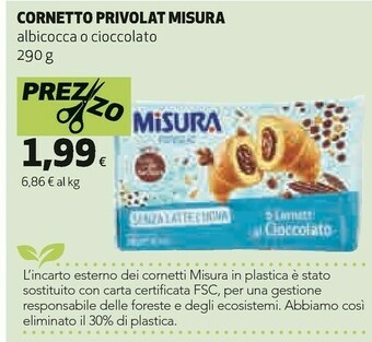Coop Misura Cornetto Al Cioccolato Privolat 290 G(ml) offerta