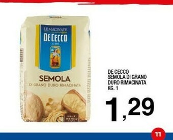 Sigma De Cecco Semola Di Grano Duro Rimacinata 1000 G(ml) offerta