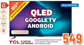 Expert TCL TV QLED 65" UHD 4K65C645 offerta