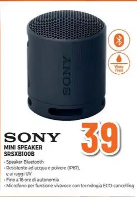 Expert SONY MINI SPEAKER SRSXB100B offerta