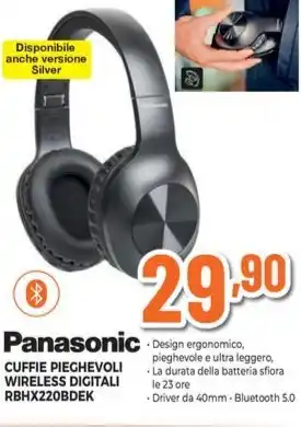 Expert Panasonic CUFFIE PIEGHEVOLI WIRELESS DIGITALI RBHX220BDEK offerta