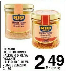 Sigma Rio Mare Filetti Di Tonno All'Olio Di Oliva Lime E Zenzero 130 G(ml) offerta