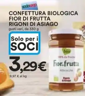 Ipercoop CONFETTURA BIOLOGICA FIOR DI FRUTTA RIGONI DI ASIAGO offerta