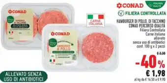 Conad HAMBURGER DI POLLO, DI TACCHINO CONAD PERCORSO QUALITÀ offerta
