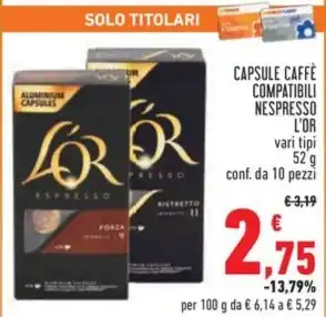 Conad CAPSULE CAFFE COMPATIBILI NESPRESSO L'OR offerta