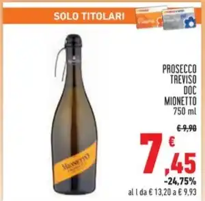 Conad PROSECCO TREVISO DOC MIONETTO 750 ml offerta