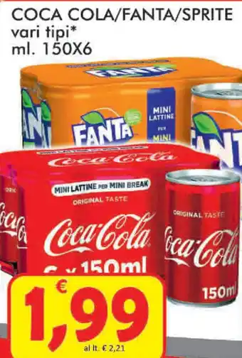 Paghi Poco Coca Cola/Fanta/Sprite 150X6 ml offerta