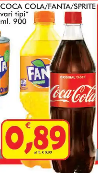 Paghi Poco Coca Cola/Fanta/Sprite 900 ml offerta