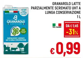 A&O GRANAROLO LATTE PARZIALMENTE SCREMATO UHT A LUNGA CONSERVAZIONE 1 L offerta