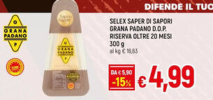 A&O SELEX SAPER DI SAPORI GRANA PADANO D.O.P. RISERVA OLTRE 20 MESI 300 g offerta