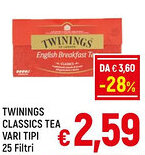 A&O TWININGS CLASSICS TEA VARI TIPI 25 Filtri offerta