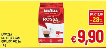 A&O LAVAZZA CAFFÈ IN GRANI QUALITÀ' ROSSA 1 Kg offerta