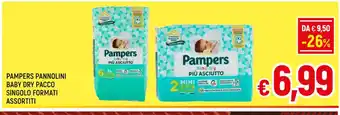 A&O PAMPERS PANNOLINI BABY DRY PACCO SINGOLO FORMATI ASSORTITI offerta