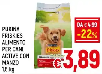 A&O PURINA FRISKIES ALIMENTO PER CANI ACTIVE CON MANZO 1,5 kg offerta