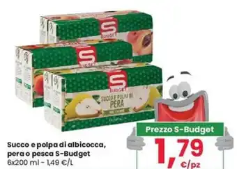 Despar Succo e polpa di albicocca, pera o pesca S-Budget 6x200 ml offerta