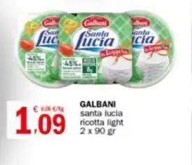 Crai GALBANI santa lucia ricotta light 2 x 90 gr offerta