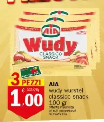 Crai AIA wudy wurstel classico snack offerta
