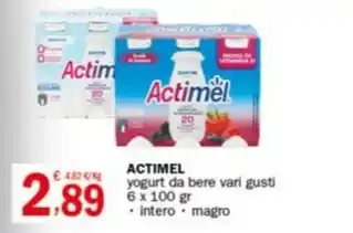 Crai ACTIMEL yogurt da bere vari gusti 6 x 100 gr offerta