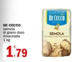 Crai DE CECCO semola di grano duro rimacinata 1 kg offerta
