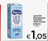 Crai Latte Uht Parzialmente Scremato 100% Italiano Arborea 1 Litro offerta