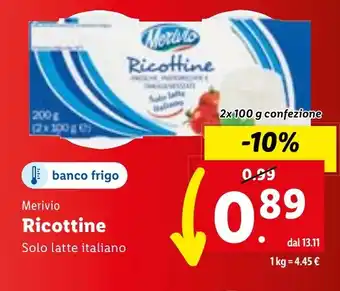 Lidl Merivio Ricottine offerta